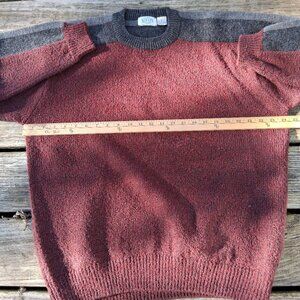 Vintage Frankenmuth Wool Blend Sweater Men’s Large Gray Red Winter Cabin Logger